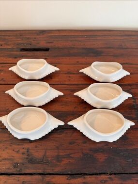 Hall Pottery Cream Deviled Crab Baking Dish Butter Cup Ceramic #232 Set of Six.